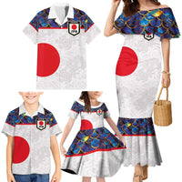 Custom Japan Football Family Matching Mermaid Dress and Hawaiian Shirt Seigaiha and Sun