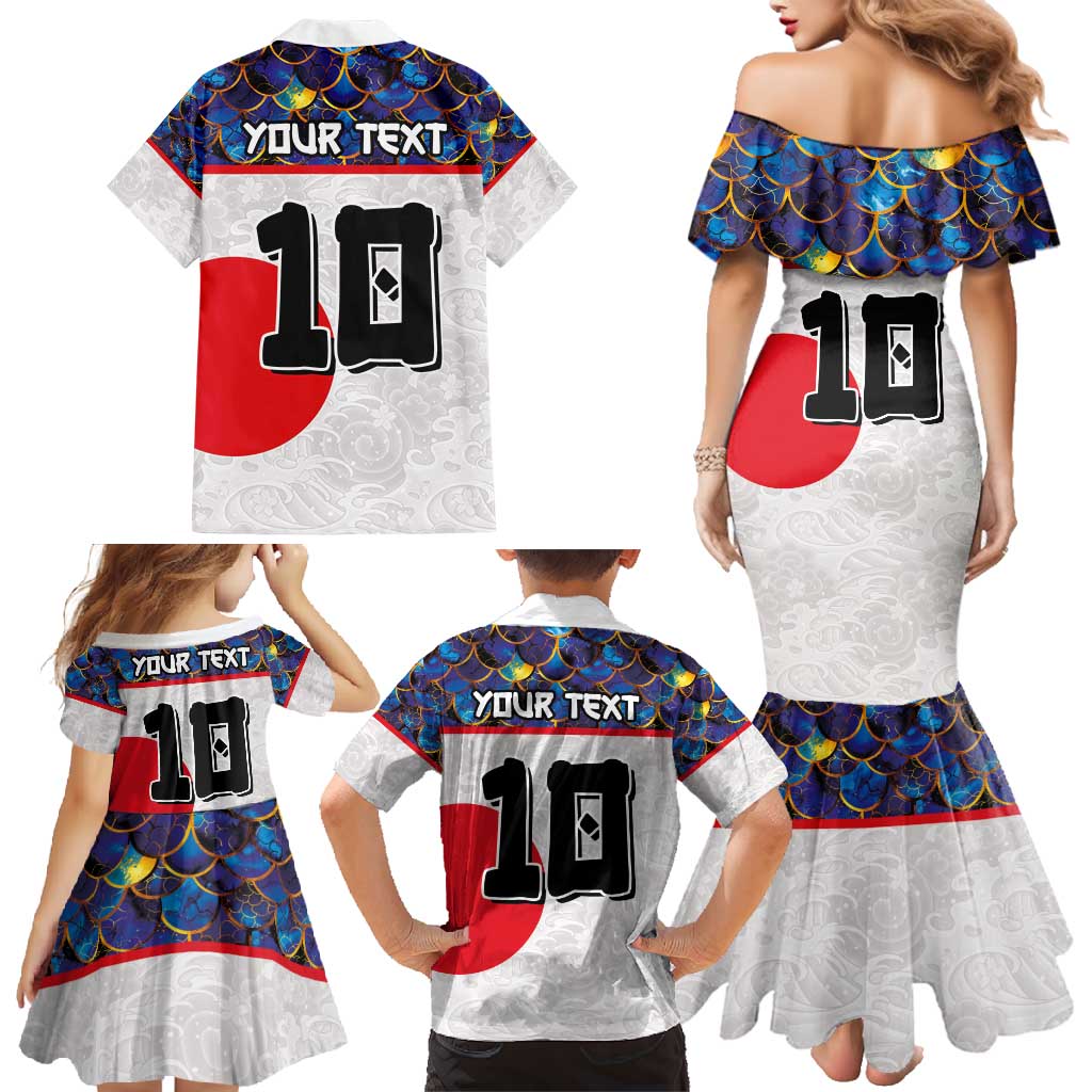 Custom Japan Football Family Matching Mermaid Dress and Hawaiian Shirt Seigaiha and Sun