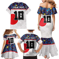 Custom Japan Football Family Matching Mermaid Dress and Hawaiian Shirt Seigaiha and Sun