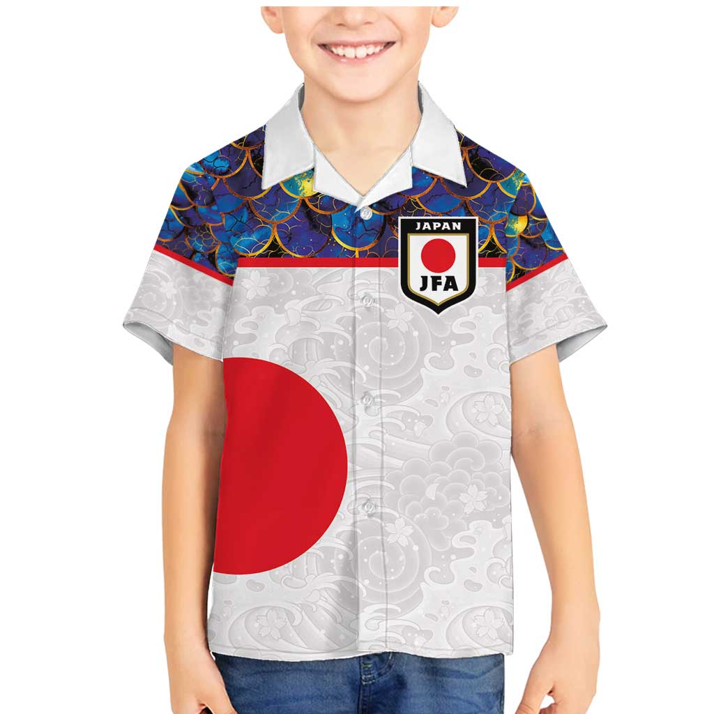 Custom Japan Football Family Matching Mermaid Dress and Hawaiian Shirt Seigaiha and Sun