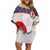 Custom Japan Football Family Matching Off Shoulder Short Dress and Hawaiian Shirt Seigaiha and Sun