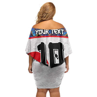 Custom Japan Football Family Matching Off Shoulder Short Dress and Hawaiian Shirt Seigaiha and Sun