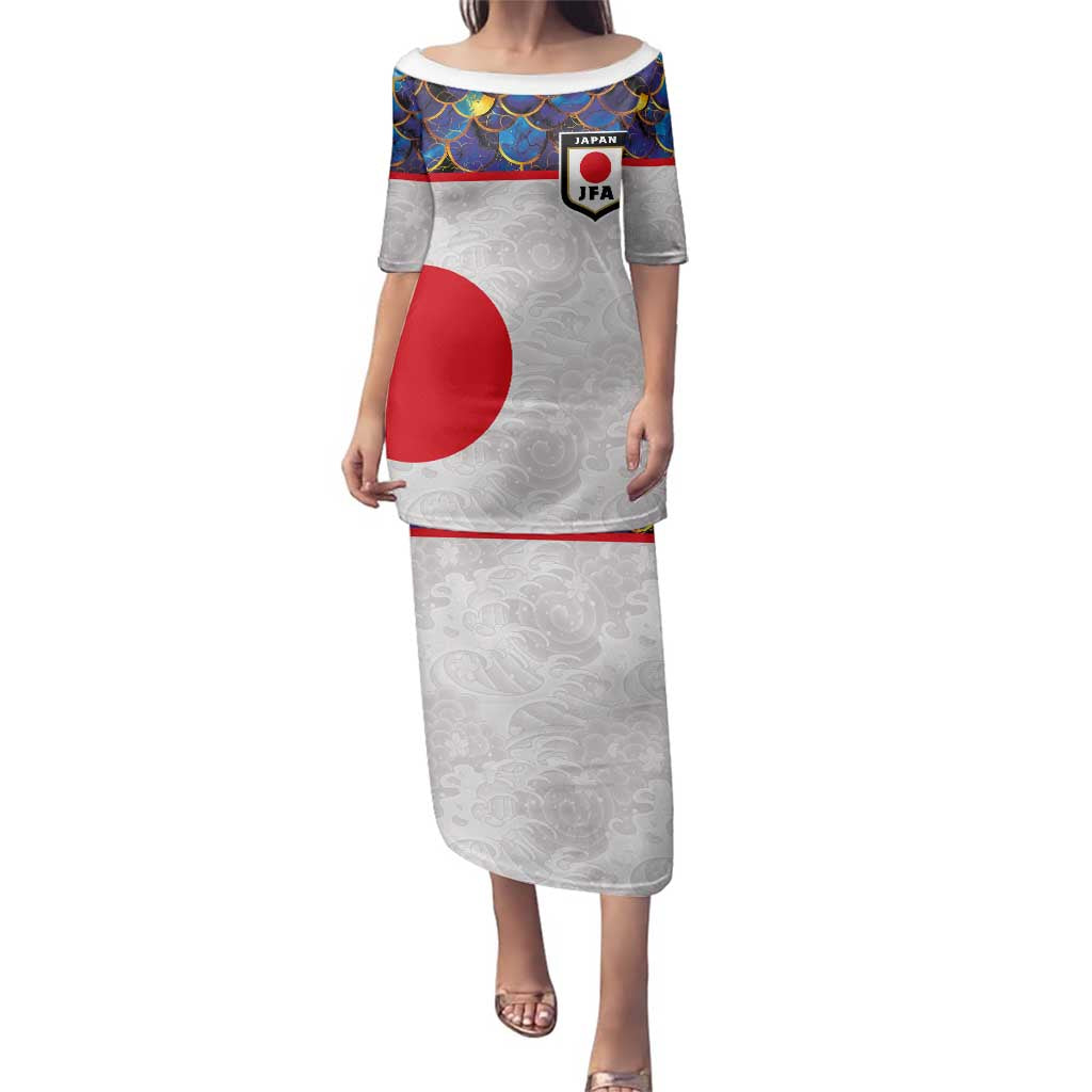 Custom Japan Football Family Matching Puletasi and Hawaiian Shirt Seigaiha and Sun