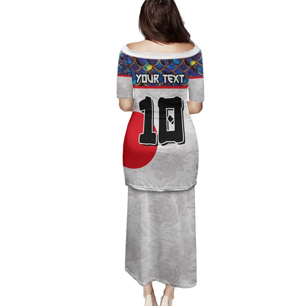 Custom Japan Football Family Matching Puletasi and Hawaiian Shirt Seigaiha and Sun