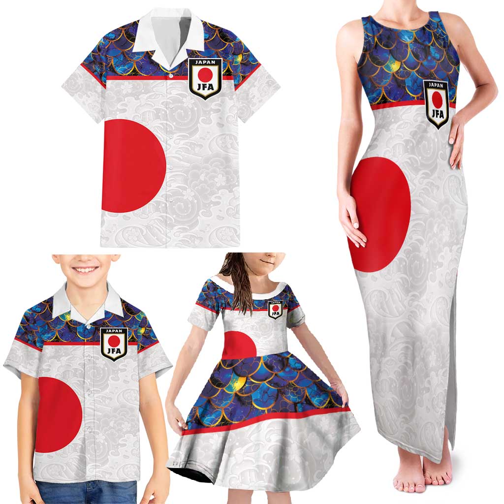 Custom Japan Football Family Matching Tank Maxi Dress and Hawaiian Shirt Seigaiha and Sun