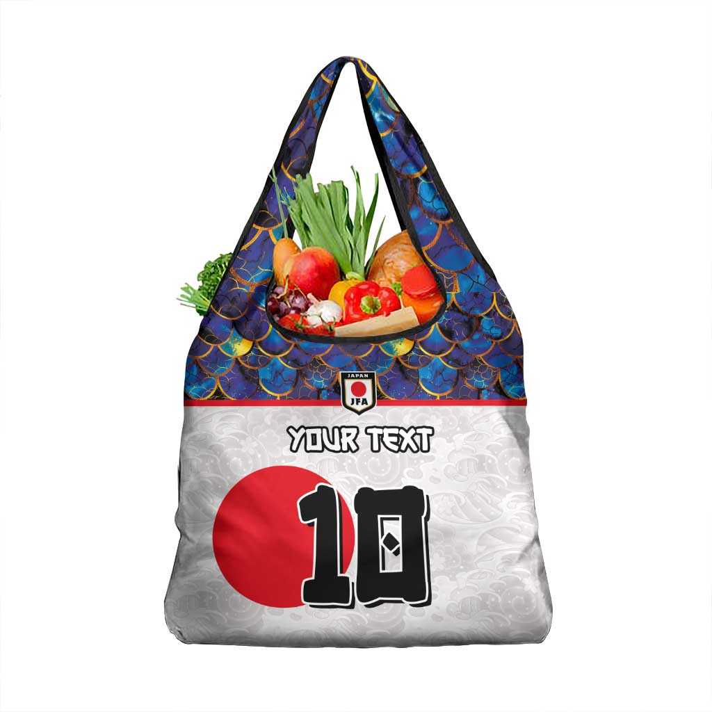 Custom Japan Football Grocery Bag Seigaiha and Sun