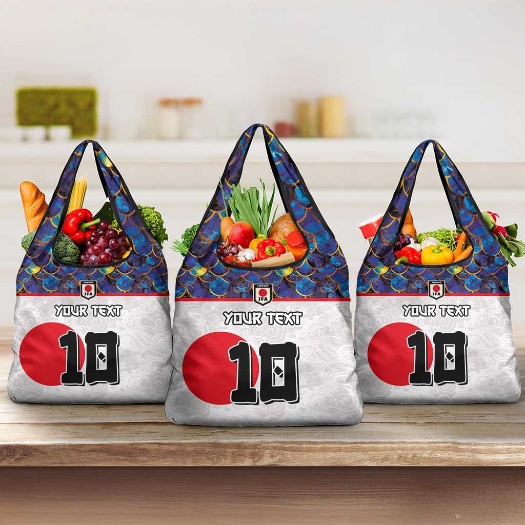 Custom Japan Football Grocery Bag Seigaiha and Sun