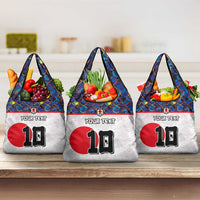Custom Japan Football Grocery Bag Seigaiha and Sun