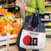 Custom Japan Football Grocery Bag Seigaiha and Sun