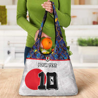 Custom Japan Football Grocery Bag Seigaiha and Sun