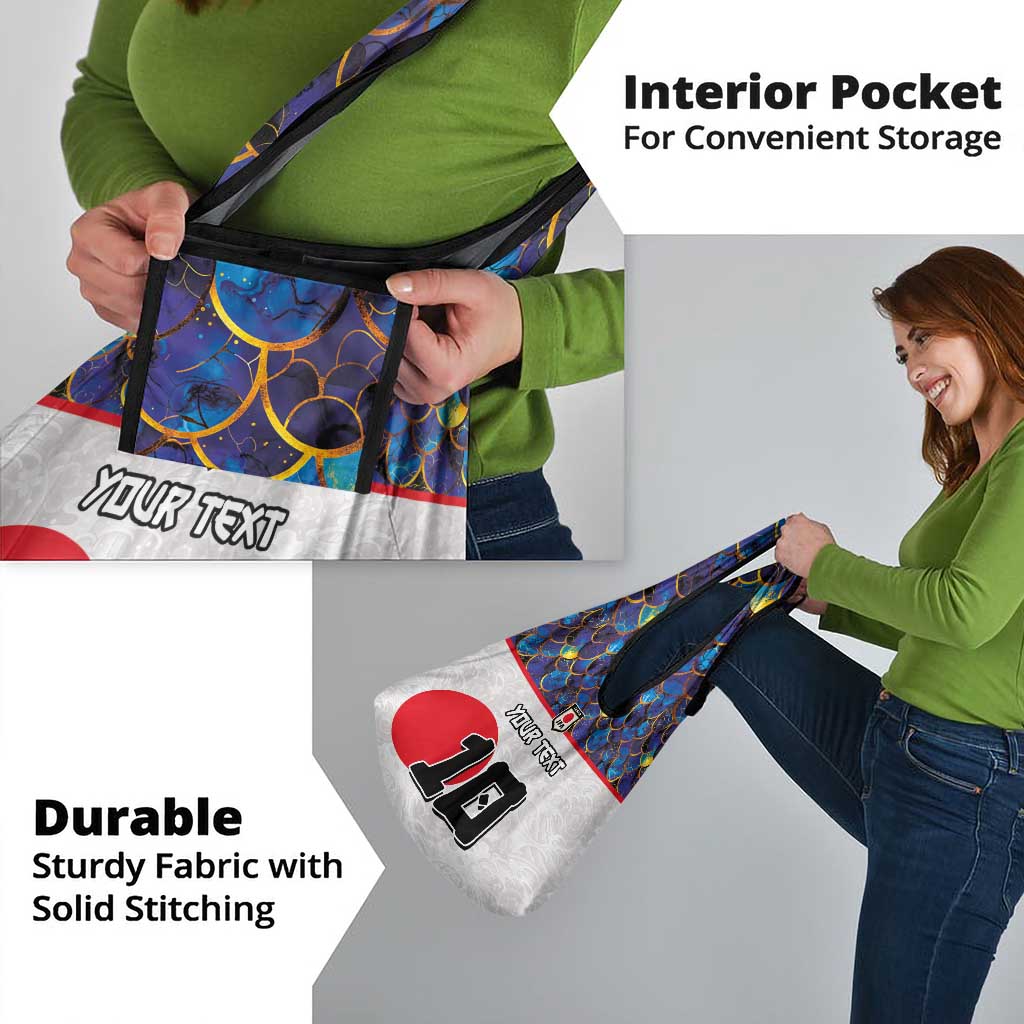 Custom Japan Football Grocery Bag Seigaiha and Sun