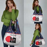 Custom Japan Football Grocery Bag Seigaiha and Sun