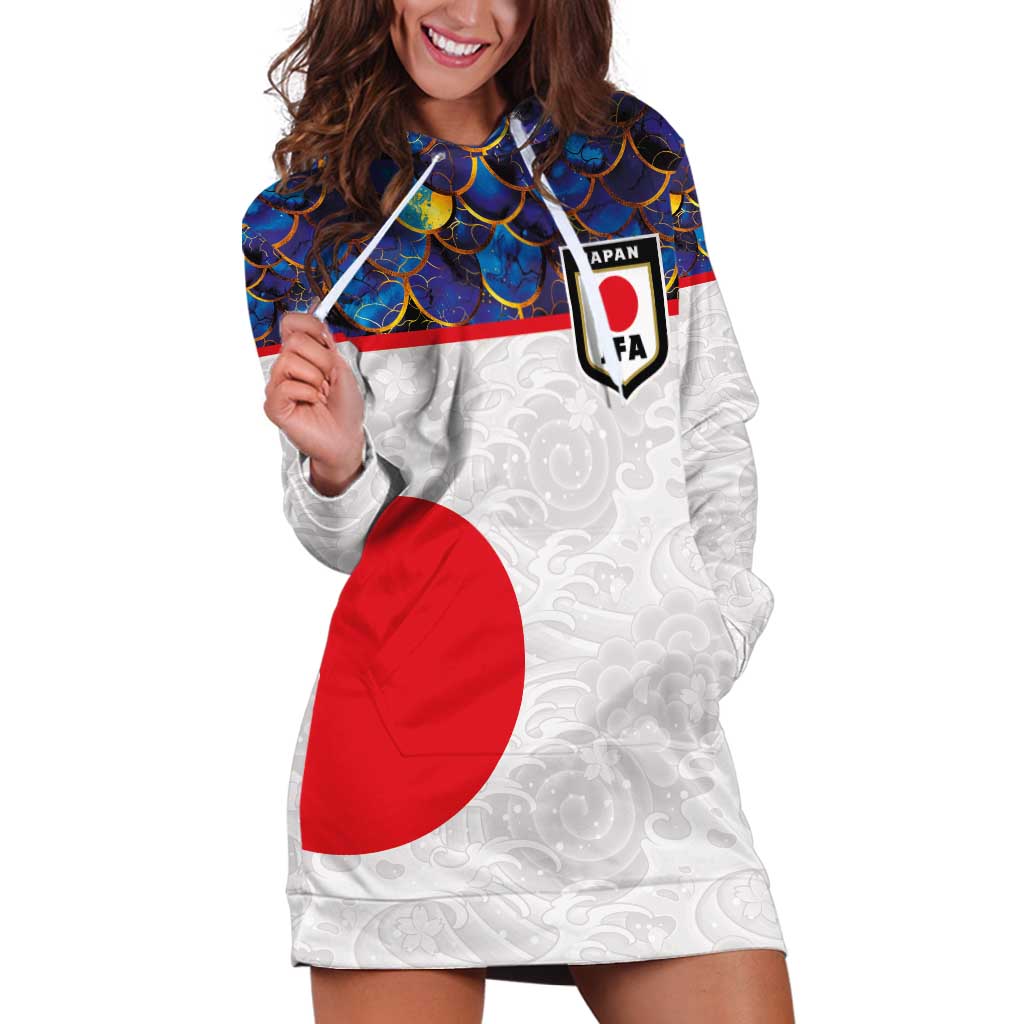 Custom Japan Football Hoodie Dress Seigaiha and Sun
