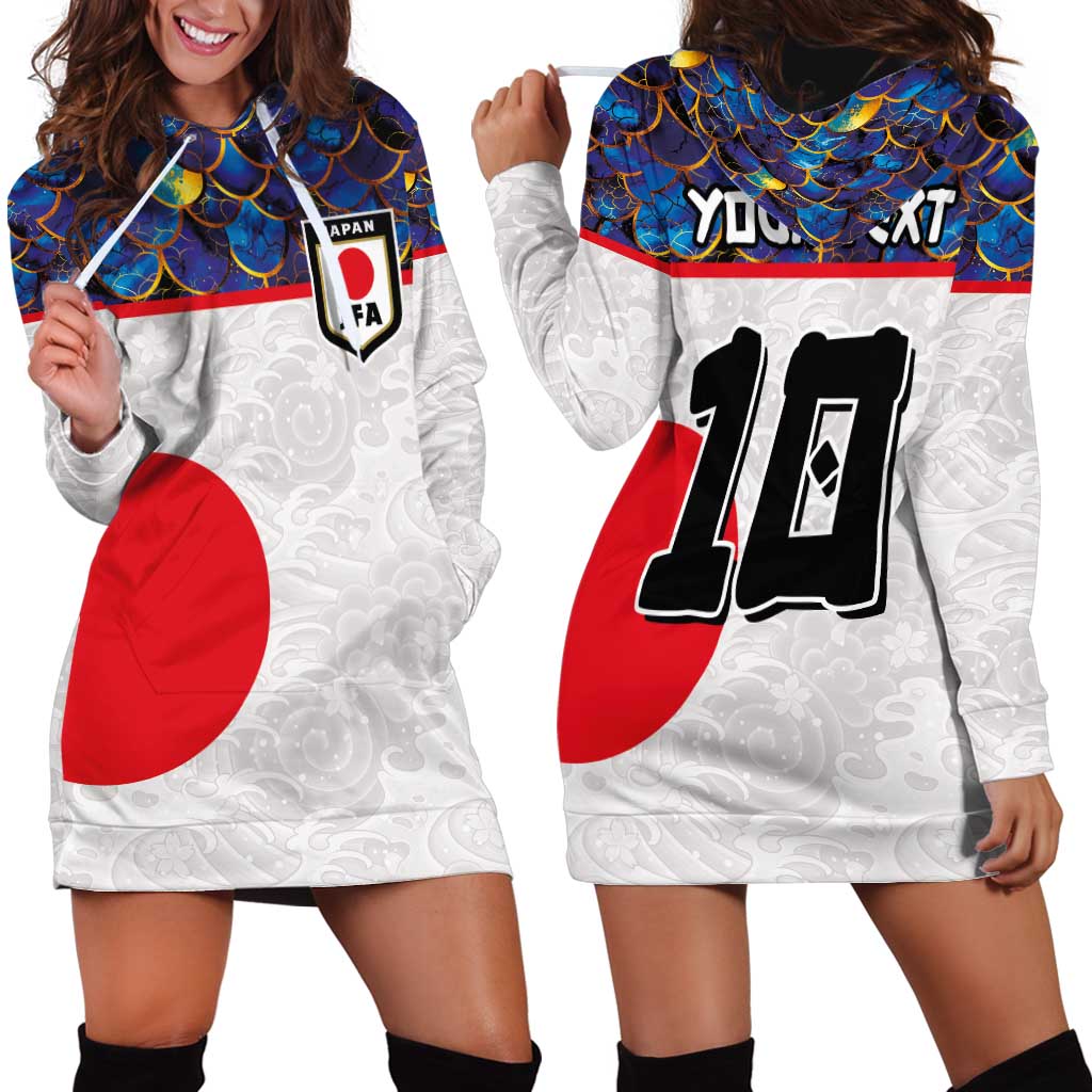 Custom Japan Football Hoodie Dress Seigaiha and Sun