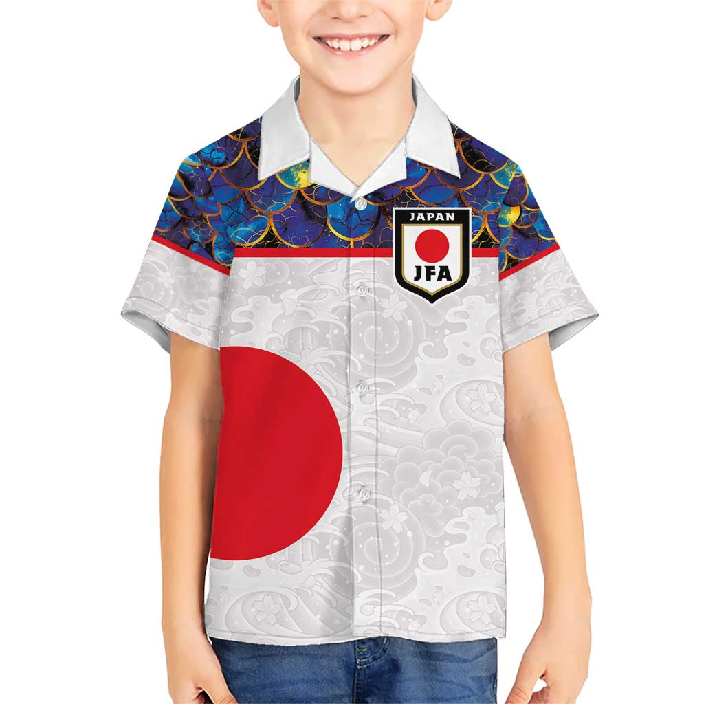 Custom Japan Football Kid Hawaiian Shirt Seigaiha and Sun