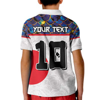 Custom Japan Football Kid Polo Shirt Seigaiha and Sun