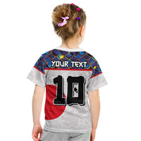Custom Japan Football Kid T Shirt Seigaiha and Sun