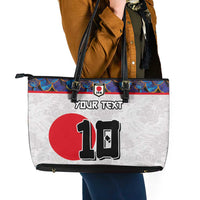 Custom Japan Football Leather Tote Bag Seigaiha and Sun