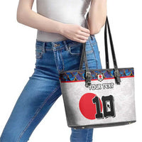 Custom Japan Football Leather Tote Bag Seigaiha and Sun