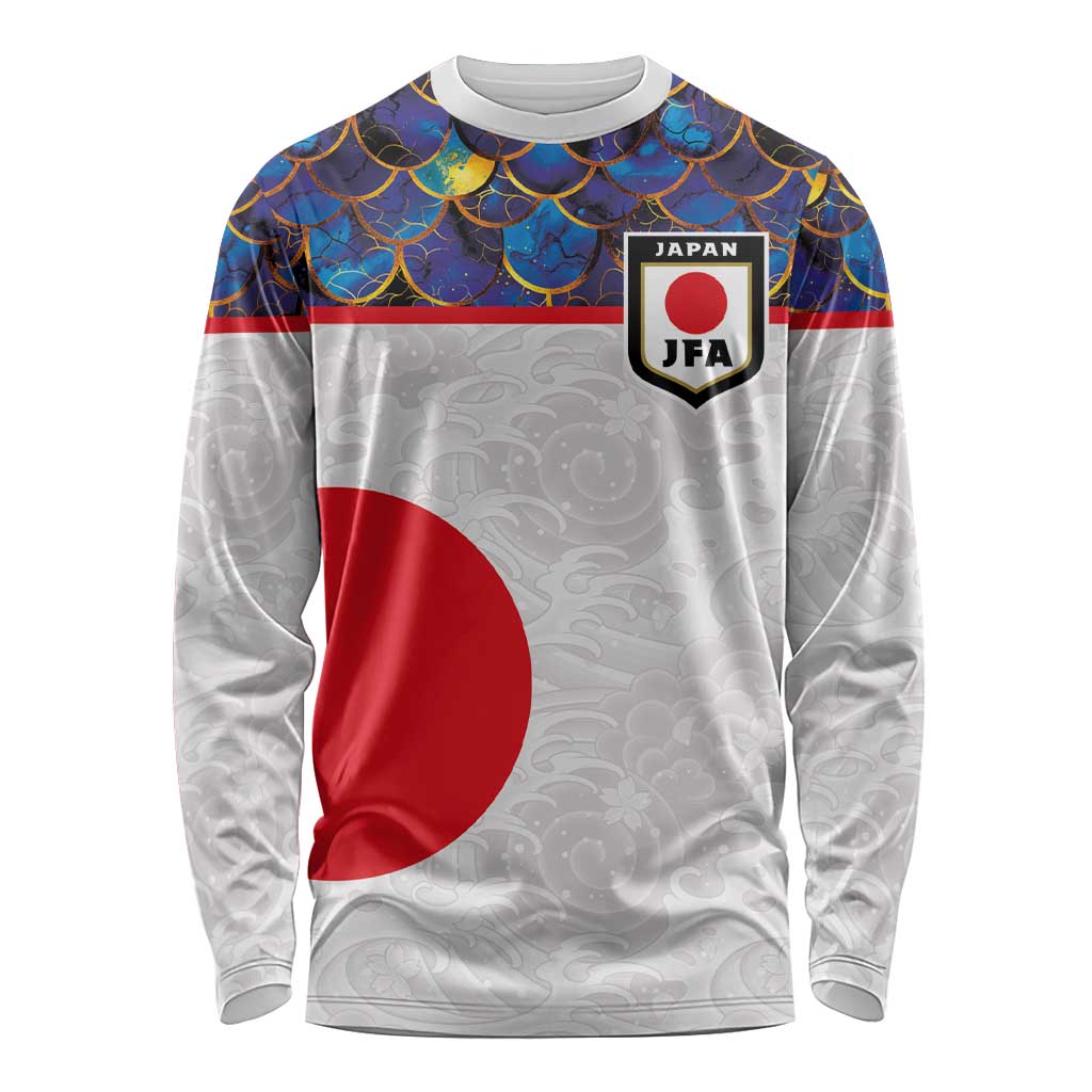 Custom Japan Football Long Sleeve Shirt Seigaiha and Sun