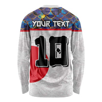 Custom Japan Football Long Sleeve Shirt Seigaiha and Sun