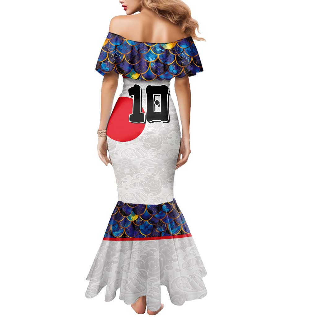 Custom Japan Football Mermaid Dress Seigaiha and Sun