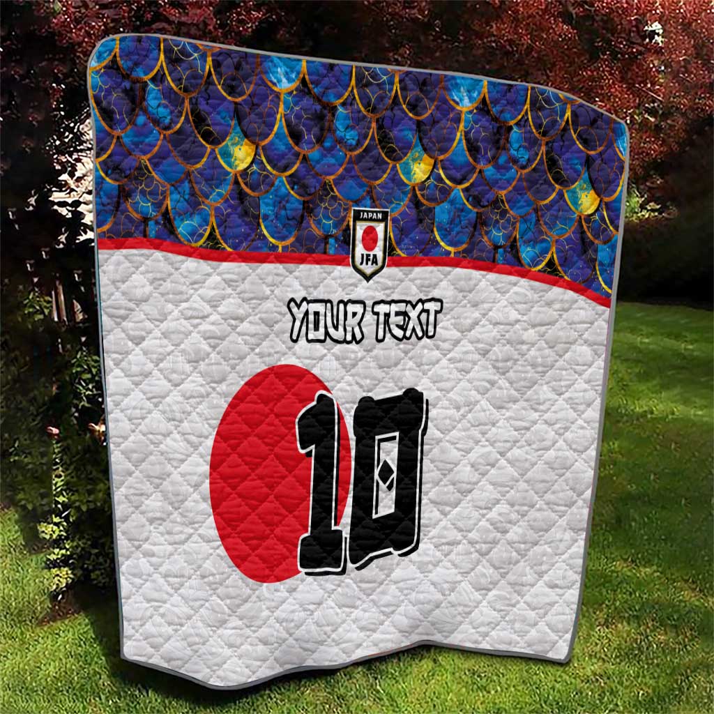 Custom Japan Football Quilt Seigaiha and Sun