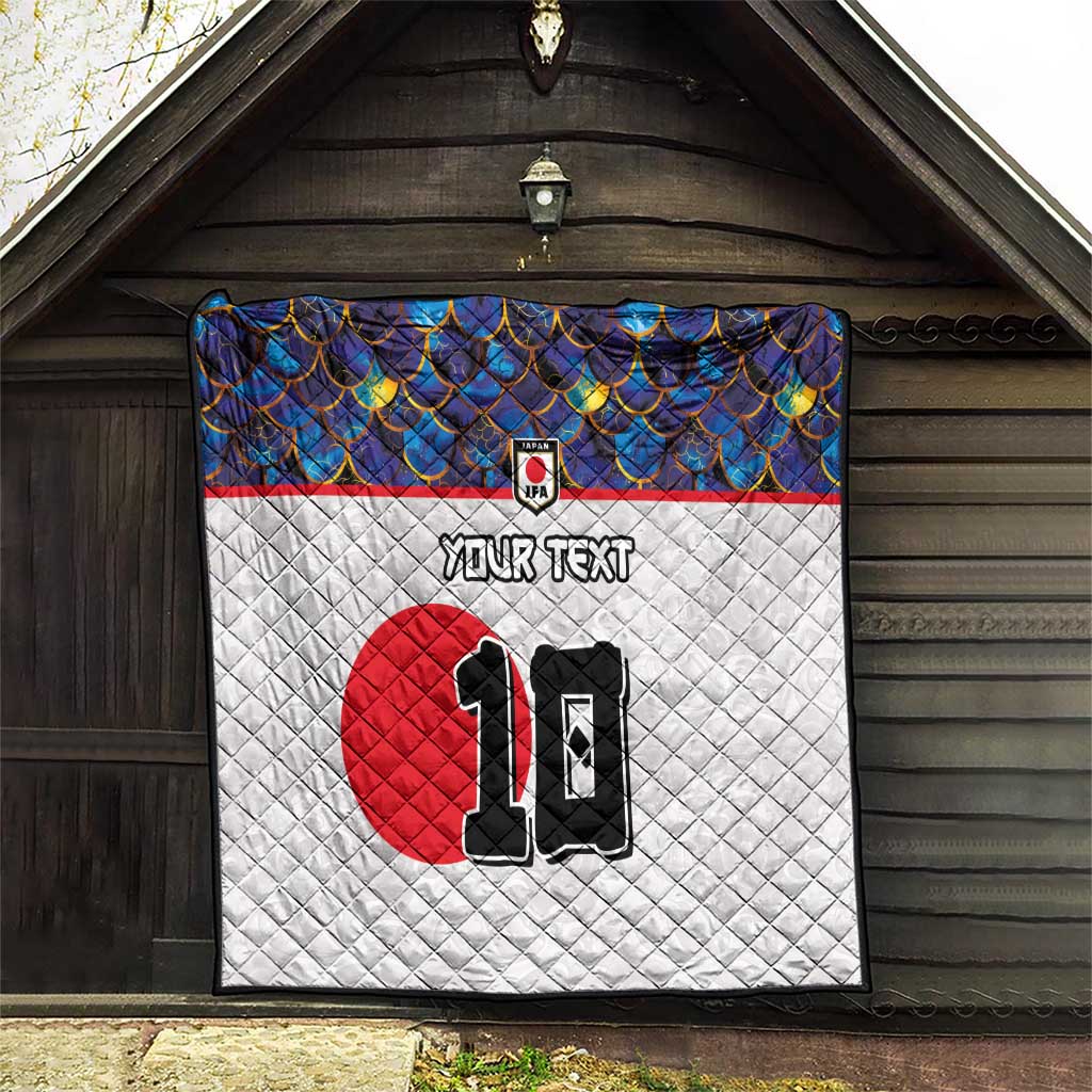 Custom Japan Football Quilt Seigaiha and Sun