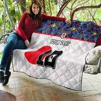 Custom Japan Football Quilt Seigaiha and Sun