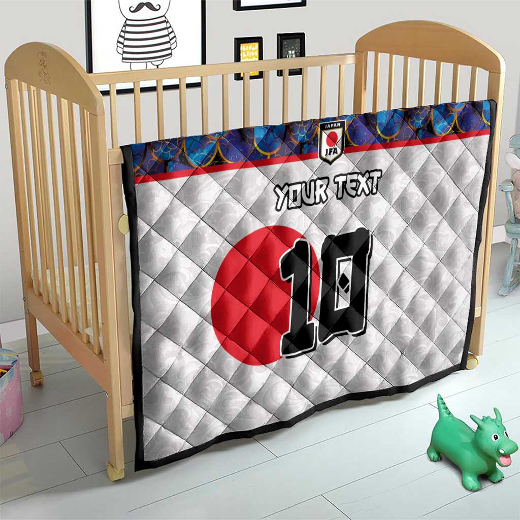 Custom Japan Football Quilt Seigaiha and Sun