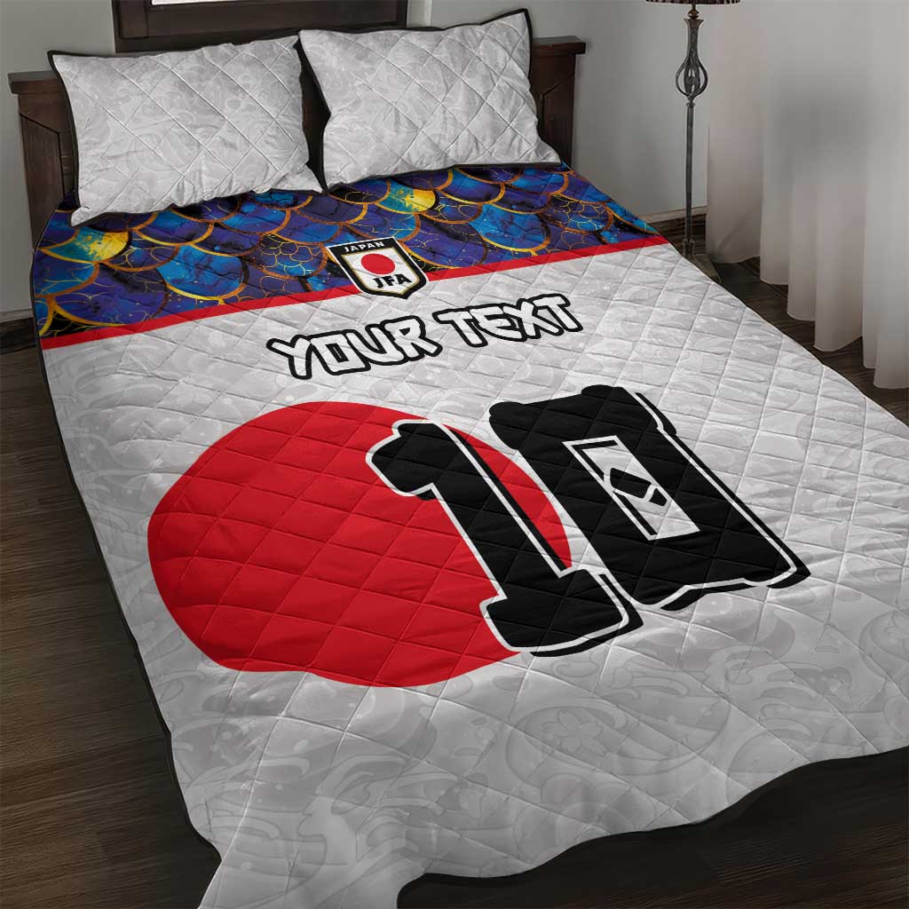 Custom Japan Football Quilt Bed Set Seigaiha and Sun