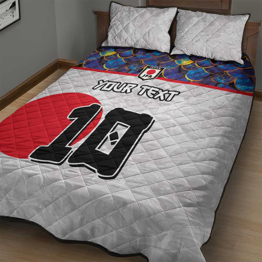 Custom Japan Football Quilt Bed Set Seigaiha and Sun