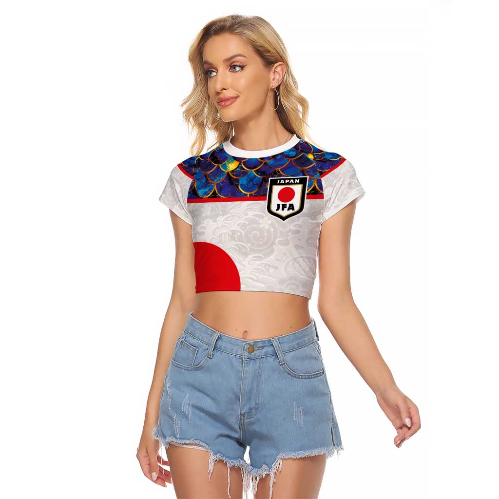 Custom Japan Football Raglan Cropped T Shirt Seigaiha and Sun