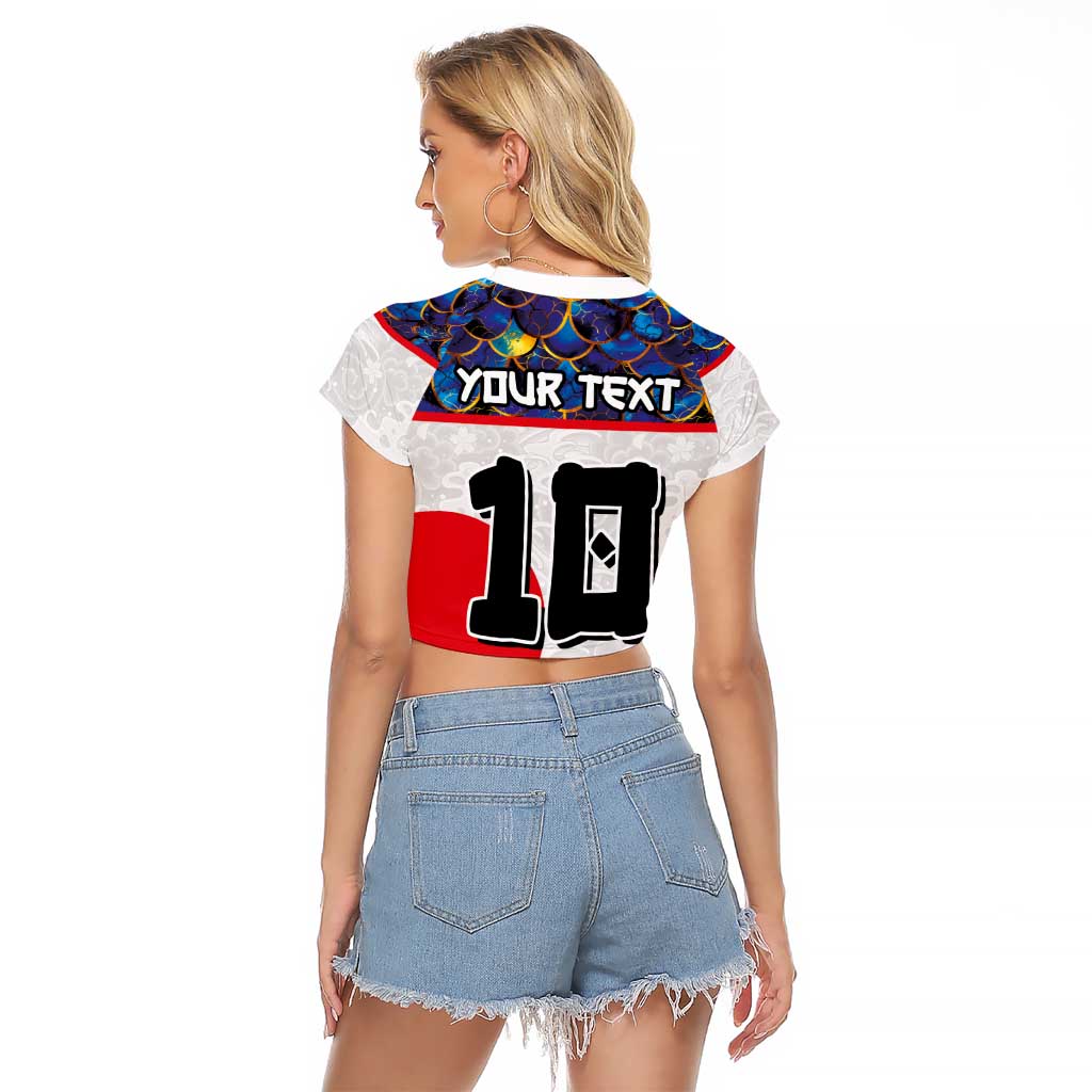 Custom Japan Football Raglan Cropped T Shirt Seigaiha and Sun