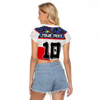 Custom Japan Football Raglan Cropped T Shirt Seigaiha and Sun