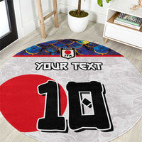 Custom Japan Football Round Carpet Seigaiha and Sun