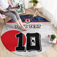 Custom Japan Football Round Carpet Seigaiha and Sun