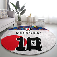 Custom Japan Football Round Carpet Seigaiha and Sun