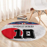 Custom Japan Football Round Carpet Seigaiha and Sun