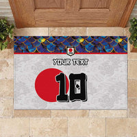Custom Japan Football Rubber Doormat Seigaiha and Sun