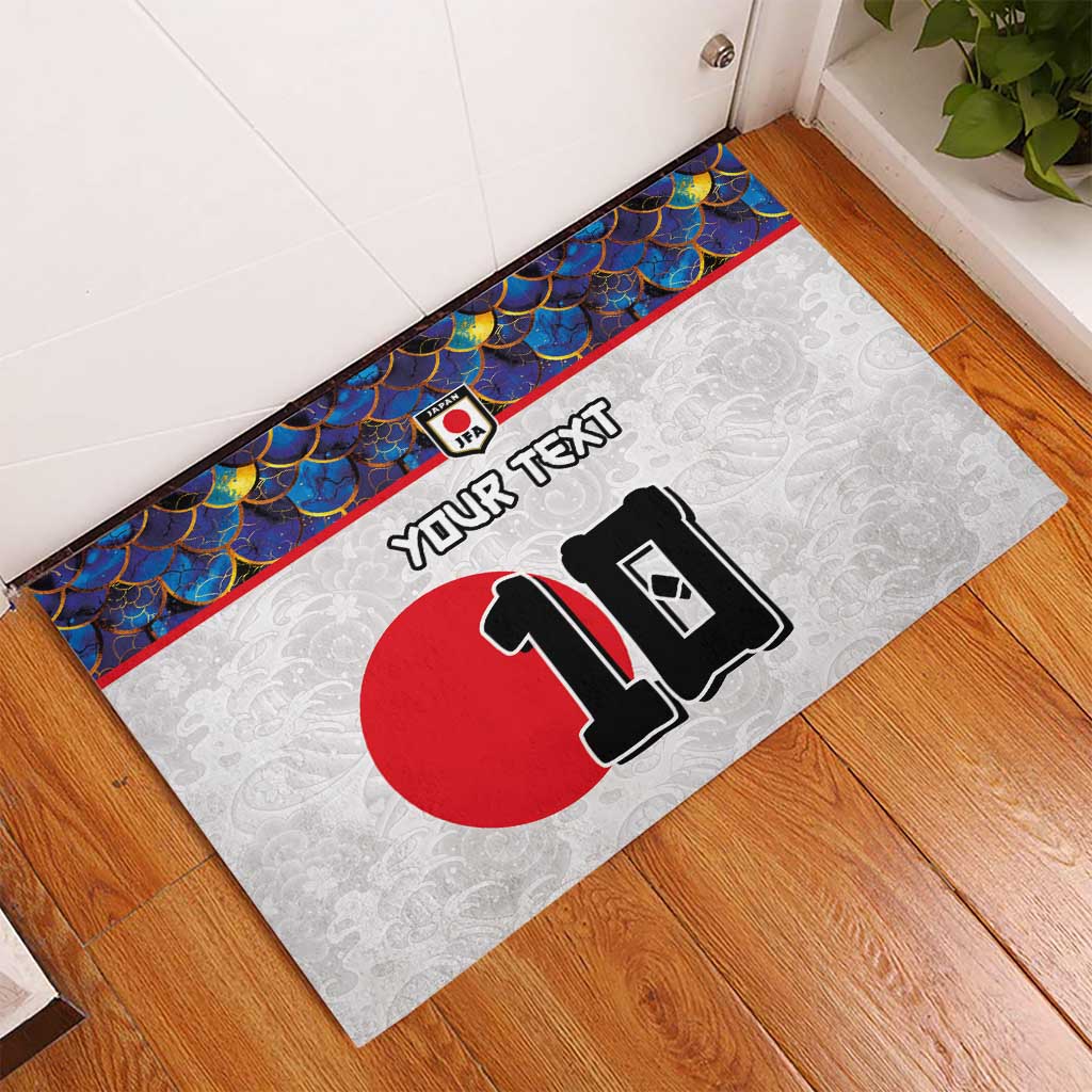 Custom Japan Football Rubber Doormat Seigaiha and Sun
