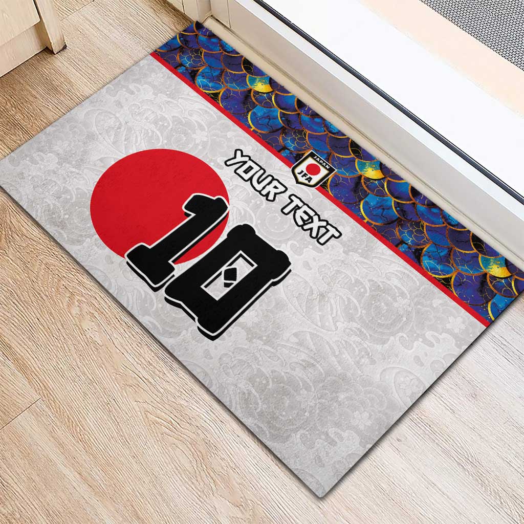 Custom Japan Football Rubber Doormat Seigaiha and Sun