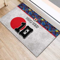 Custom Japan Football Rubber Doormat Seigaiha and Sun