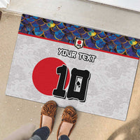 Custom Japan Football Rubber Doormat Seigaiha and Sun