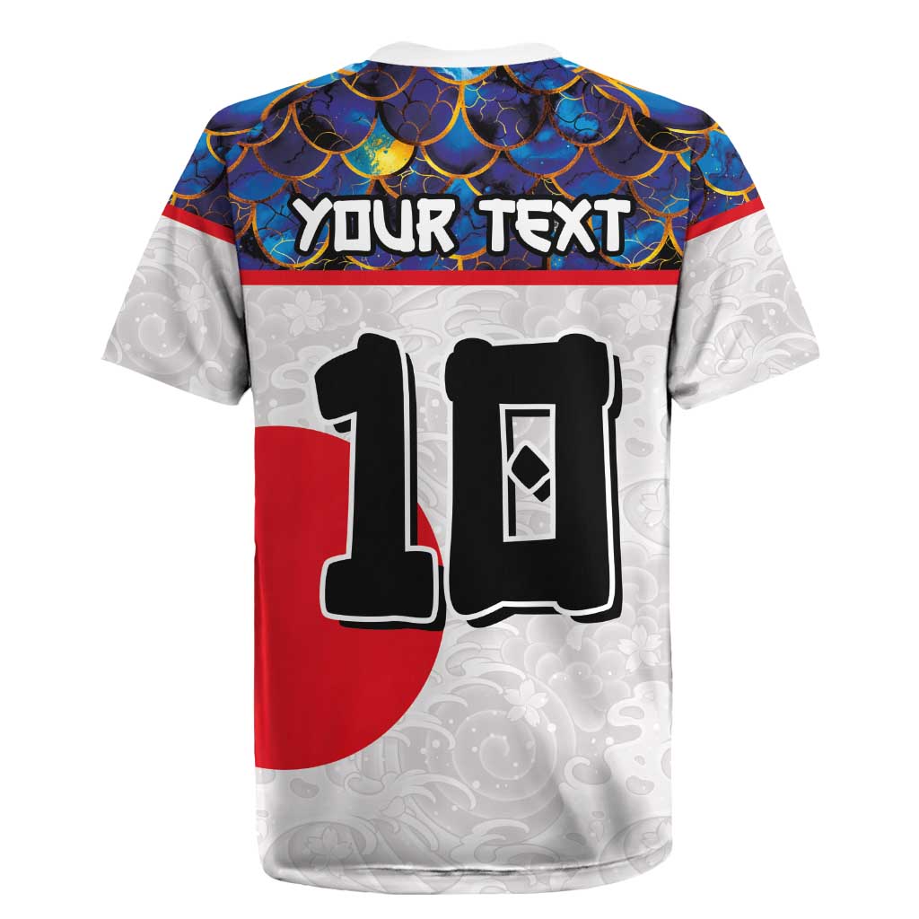 Custom Japan Football Rugby Jersey Seigaiha and Sun