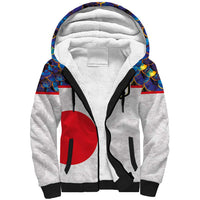 Custom Japan Football Sherpa Hoodie Seigaiha and Sun