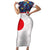 Custom Japan Football Short Sleeve Bodycon Dress Seigaiha and Sun