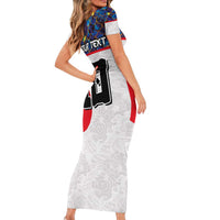 Custom Japan Football Short Sleeve Bodycon Dress Seigaiha and Sun