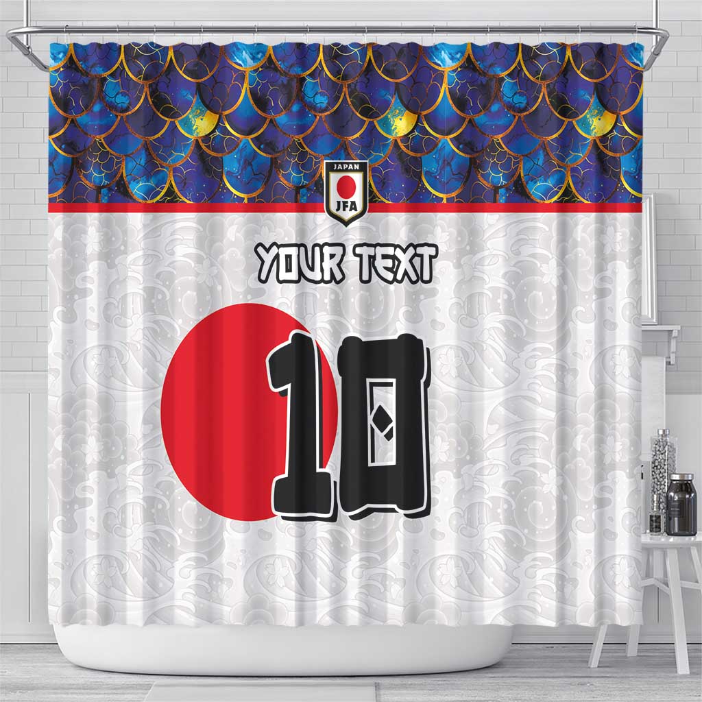 Custom Japan Football Shower Curtain Seigaiha and Sun