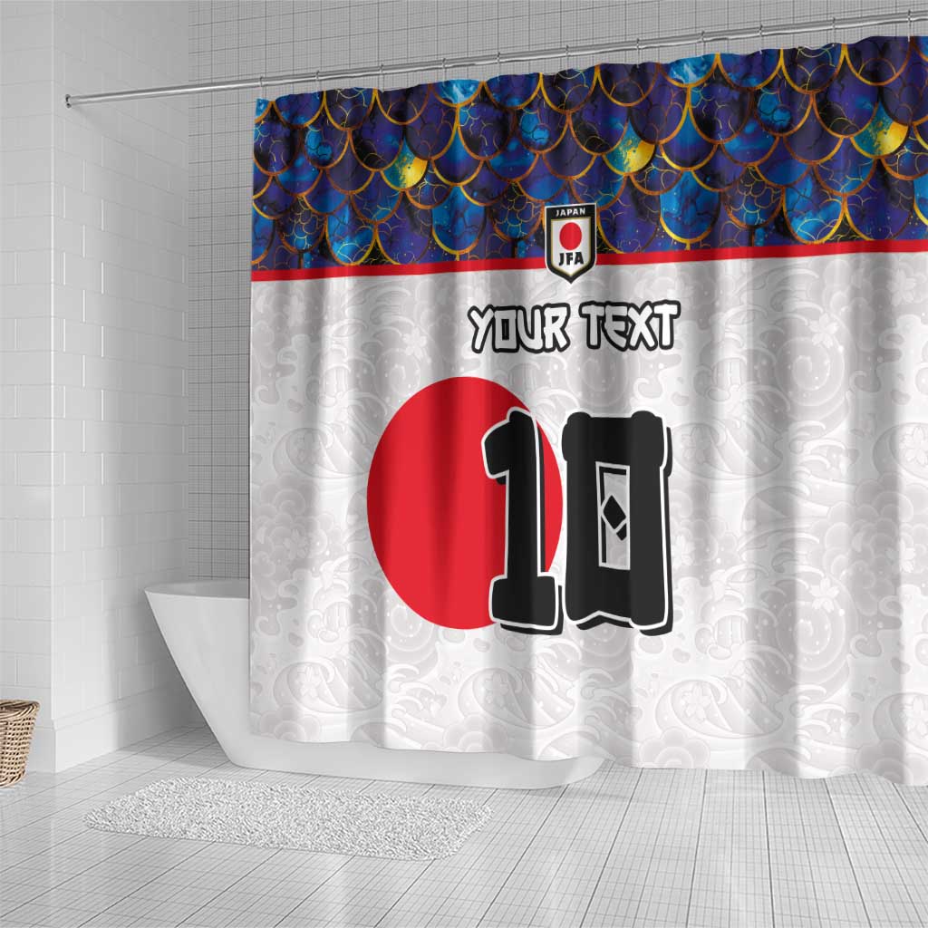 Custom Japan Football Shower Curtain Seigaiha and Sun